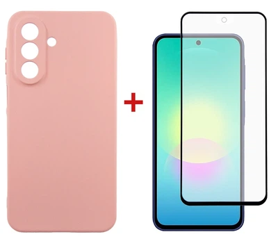 Комплект чехол + защитное стекло для смартфона Samsung Galaxy A27 Dengos Soft Pink (DG-KM-206)