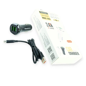 Зарядний пристрій від прикур. Reddax 2USB 2.4А прямокут. чорний , кабель USB - Micro USB Євро