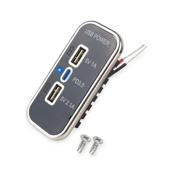 Гнездо накладное 2 USB + USB Type C 2,1A, PD 3.0,12-24В