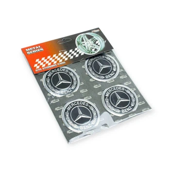 Наклейка на колісний диск, ковпак d 60 мм Mercedes чорна (4шт) з колоском Sahler