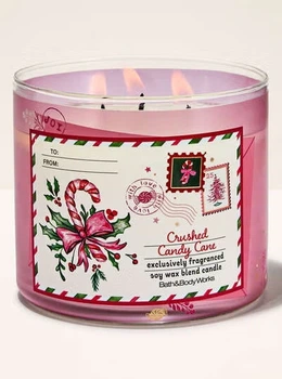 Ароматична свіча 3-х гнітильна Bath and Body Works "Crushed Candy Cane",411 г (667659412969)