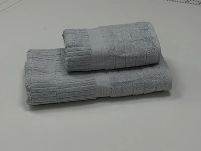 Набор 2 махровых полотенца для ванной LUX VIP PARKA, сіро-блакитний 70*140см + 50*90см