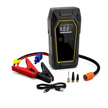 Пускозарядное устройство K5 с компрессором 150 PSI 4000A автомобильный Jump Starter 16000 мАч Power Bank 12В с LED фонарем для запуска двигателя и подкачки шин многофункциональный портативный прибор для автомобиля