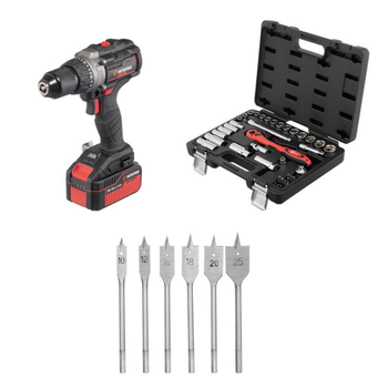 Набор для мастера INTERTOOL: шуруповерт WT-0361 + головки ET-6039 + сверла SD-0206