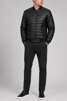 Куртка мужская однотонная экокожа черный 243R716-5 XL