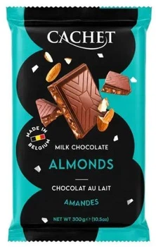 Молочный шоколад Cachet MILK CHOCOLATE ALMONDS с цельным миндалем 300г
