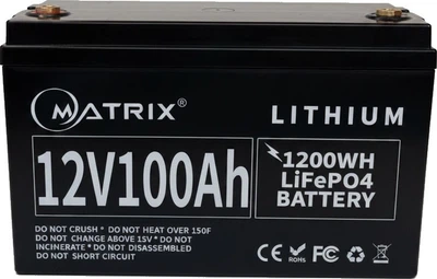 Аккумуляторная батарея LiFePo4 Matrix 12.8V-100Ah 1.28kWh 330х172.50х214мм (MLR 12100)
