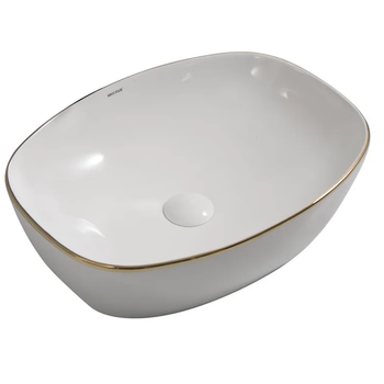 Умывальник накладной Mixxus Premium Diverse-0109 Edge Gold 500х380 прямоугольный, белый (MP6548)