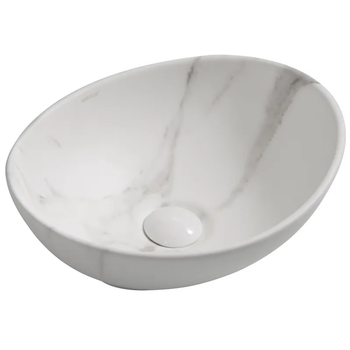 Умывальник накладной Mixxus Premium Ellipse-0108 Marble 400х330 овальный, белый матовый (MP6526)