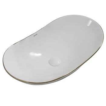 Умывальник накладной Mixxus Premium Wave-0105 Edge Gold 620х360 овальный, белый (MP6557)