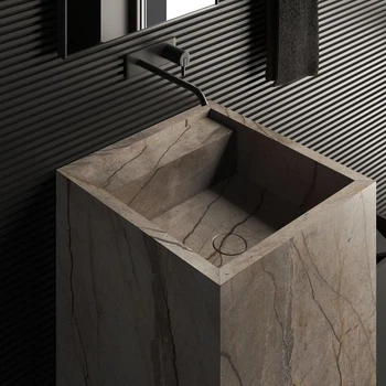Раковина напольная Luxestone Stonesink 500x500 прямоугольная, коричневая матовая (Stonesink_model_3_1)