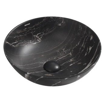 Умывальник накладной Mixxus Premium Ellipse-0106 Marble 390х390 круглый, черный (MP6533)