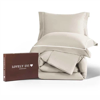 Комплект постельного белья Lovely Svi сатин люкс 300ТС (135г/м2) Евро Beige (200326)