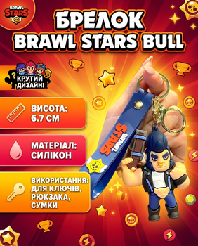 Бравл Старс брелок Brawl Stars Bull Булл на ключі, на сумку фігурка 7 см 60_h_44_1