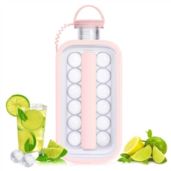 Силиконовая форма для льда ICE CUBE TRAY на 17 шариков, Розовый / Складная бутылка – ледница / Форма для льда