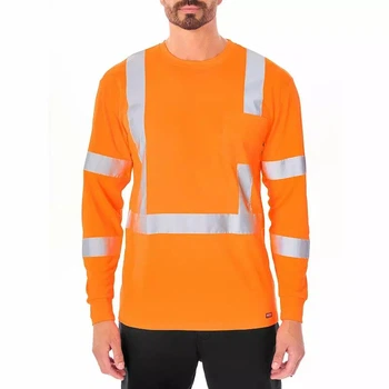 Чоловіча світловідбивна футболка з довгим рукавом Smith's Workwear Easy Fit ANSI Class 2 (No FR) Color: Laser Orange Розмір: XL