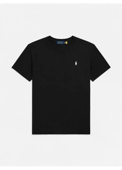 Чорна футболка чоловіча ralph lauren чорна з вишитим логотипом, 100% бавовна S