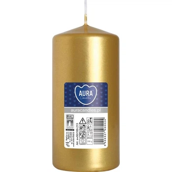 Свеча цилиндр Aura (Bispol) 5х10 см. Золотая (27179)