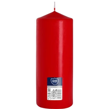 Свеча цилиндр Aura (Bispol) 8х20 см. Красная (27205)