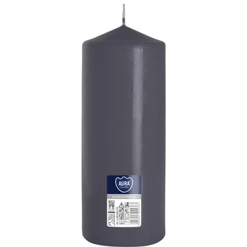 Свеча цилиндр Aura (Bispol) 8х20 см. Серая (27418)