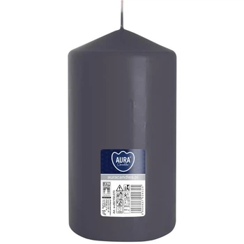 Свеча цилиндр Aura (Bispol) 8х15 см. Серая (27416)