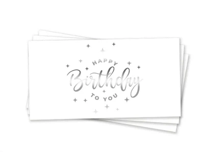Конверт для грошей Happy Birthday to You Зірочки Білий зі сріблом