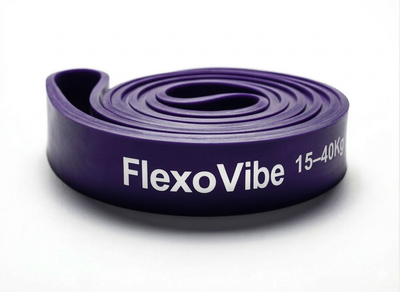Гумова петля еспандер для підтягувань та фітнесу FlexoVibe 15–40 кг фіолетова