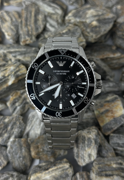Мужские часы Emporio Armani Diver AR11360 с хронографом (Серебристый / Черный циферблат)