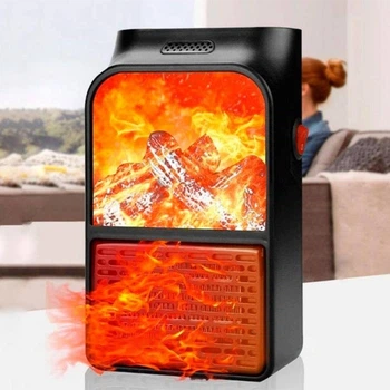 Обогреватель 900Вт, Flame Heater 2 W-012 / Электрический мини-камин / Портативный обогреватель в розетку