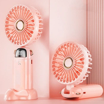 Ручной вентилятор с подставкой для телефона, Mini fan XL-880, Розовый / Портативный вентилятор / Мини вентилятор