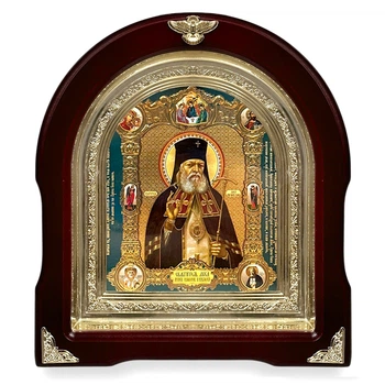 Ікона Святого Луки Архієпископа Сімферопольського та Кримського,лик 15х18 см, у темному дерев'яному кіоті, арка