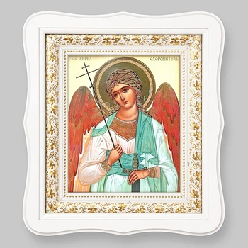 Ікона Ангела Охоронця, обличчя 15х18 см, у білому фігурному дерев'яному кіоті, тип 3, 11113