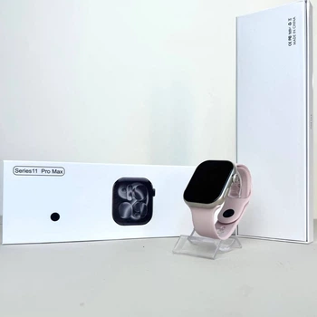 Умные часы Smart T11 Pro Max унисекс с пульсометром силиконовые Розовые
