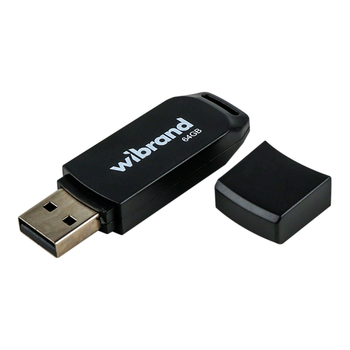 USB флешка Wibrand 64GB с корпусом из пластика и металла USB 2.0 черная