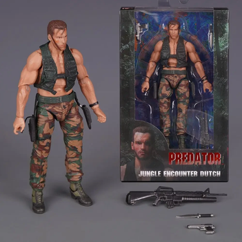 Фигурка Predator Jungle Encounter Dutch 18 см — Коллекционная игрушка-герой Хищник Датч Арнольд Шварценеггер в подарочной упаковке