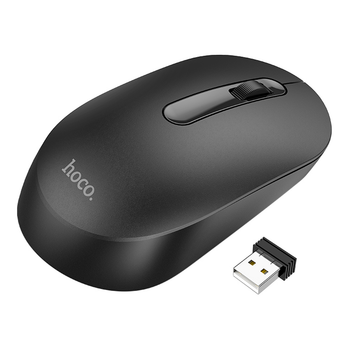 Беспроводная мышь Hoco GM14 оптическая с USB адаптером для ПК и ноутбука черная эргономичная легкая