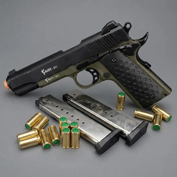 Стартовий пістолет Colt 1911 Kuzey 911#2 BlackGreen + 50 патронів, холостий, шумовий 9mm