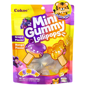 Желейні цукерки Cokoc Gummies Mini Lollipop Grape & Mango зі смаком винограду та манго 60 г