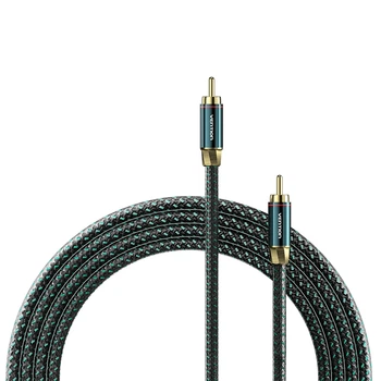 Коаксиальный аудиокабель RCA Vention 8 м 2 штекера 75 Ом двойное экранирование алюминиевой фольгой и оплеткой из луженой меди посеребренная медь OFC 4N зеленый (BCTGK)