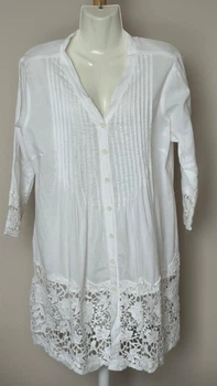 Туніка Fresh Cotton з рівними смугами та мереживом 3XL Білий (9086146)