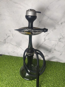 Кальян ATMOS Wood Steel Green — 49 см, шахта из нержавеющей стали, деревянная вставка, стеклянная колба