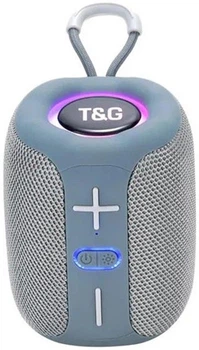 Портативна Bluetooth колонка T&G TG-658 бездротова акустика Bluetooth 5.3 8Вт USB TF карта AUX FM радіо світлодіодна підсвітка акумулятор 1200 мАг вбудований мікрофон для смартфона планшета ноутбука переносна колонка сіра