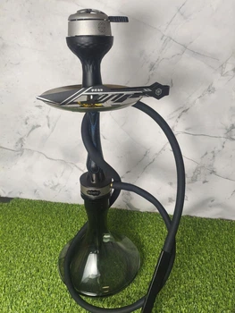 Кальян ATMOS Wood Steel Blue — 49 см, стальная шахта, деревянная вставка, стеклянная колба