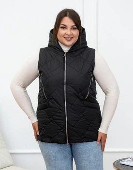 Женский теплый жилет с капюшоном удлиненный MODA 100305 50 Черный ( M - 100305/3 D )