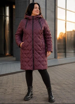 Женская зимняя куртка с капюшоном удлинённая MODA 100134 56 Бордовый (М - 100134/3 E )