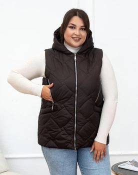 Женский теплый жилет с капюшоном удлиненный MODA 100305 60 Шоколадный ( M - 100305/2 W )