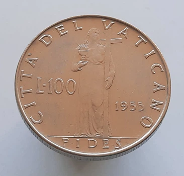 Монета Ватикан 100 лір 1955