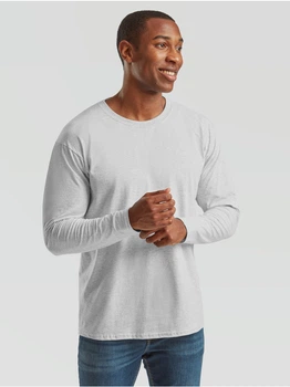 Мужская футболка с длинным рукавом Fruit of the Loom Valueweight Long Sleeve, 100% хлопок, размер M, Серо-лиловая