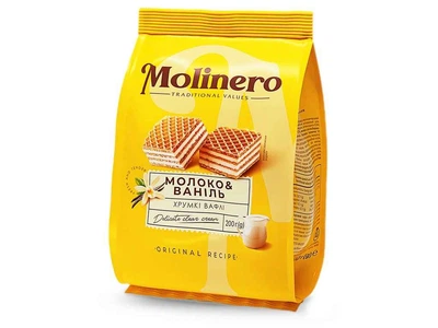 Вафлі MOLINERO 200г з Молочно-ванільним смаком