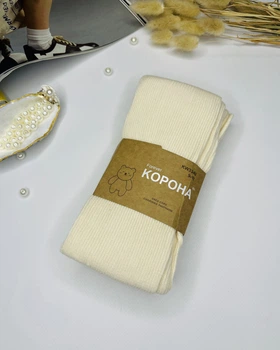 Дитячі колготки бавовняні в рубчик Корона на зріст 128-140см 7-9 років Кремовий